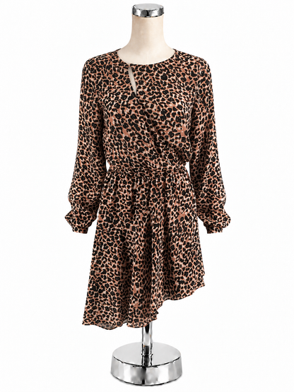 Parker Parker Kensal Leopard Print Blouson Mini Dress XS