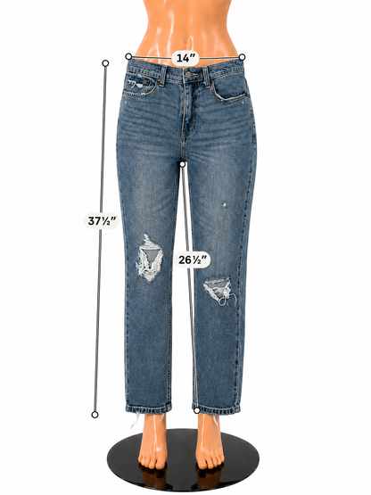 Abercrombie &amp; Fitch amp; Mom Jean High Rise Distressed Raw Hem Jeans Size 26 - ONLINE ONLY