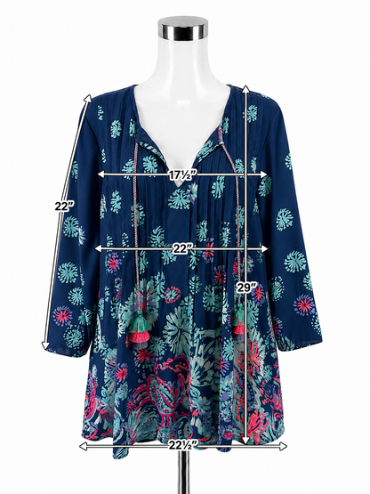 Lilly Pulitzer Elsa Top Catch and Release Print Navy Blue Size L - Downstairs