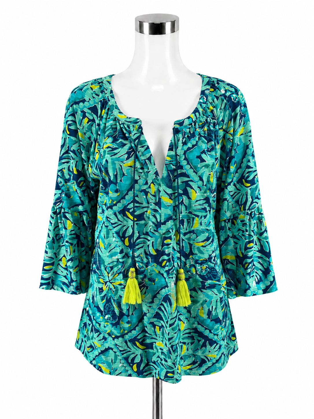 Lilly Pulitzer Luxletic Tait Tunic Top High Tide Navy Lucky Bamboo Size Large