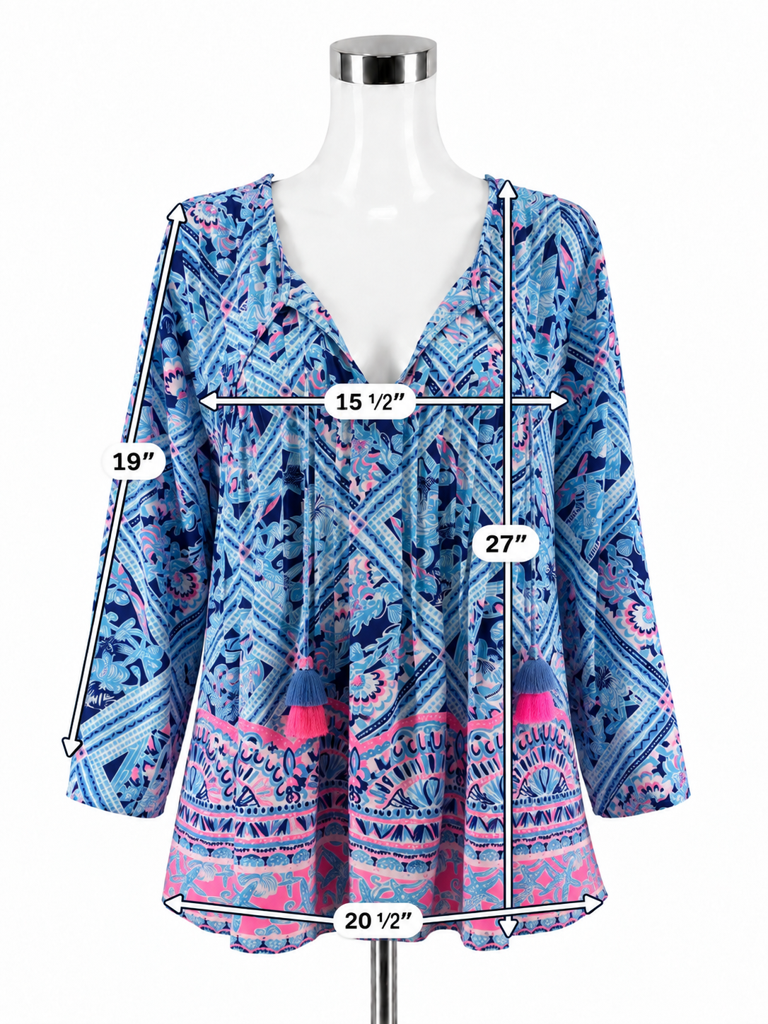 Lilly Pulitzer Size L Blue/Aqua/Pink/White Pre-Owned Ladies Tops