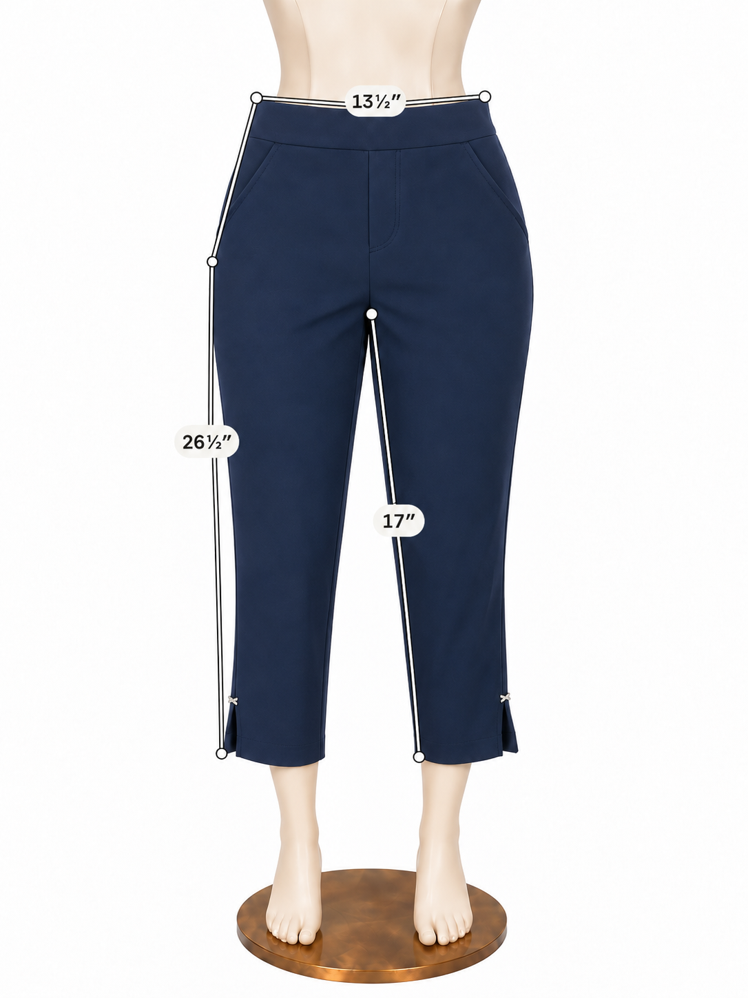 GK® Navy Blue Capri Leggings with Zipper Hem | Size M- ONLINE ONLY