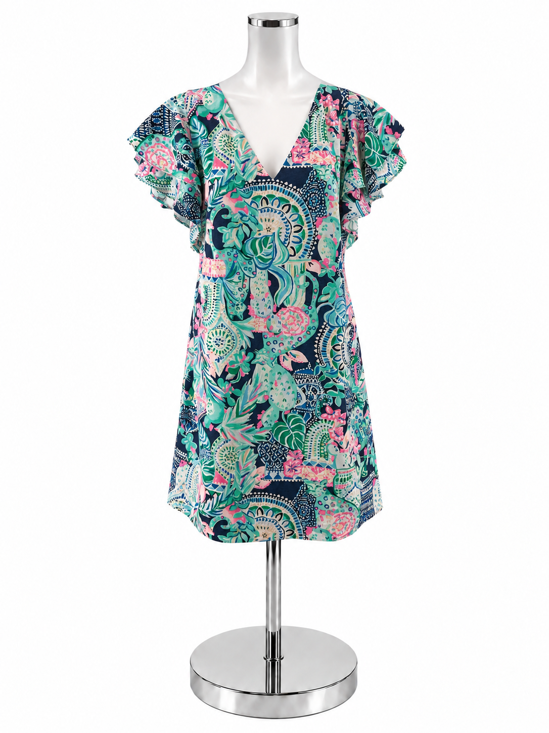 Lilly Pulitzer Kippa Ruffle Sleeve Shift Dress Bennet Blue Seen &amp;amp; Herd Size 8 - ONLINE ONLY