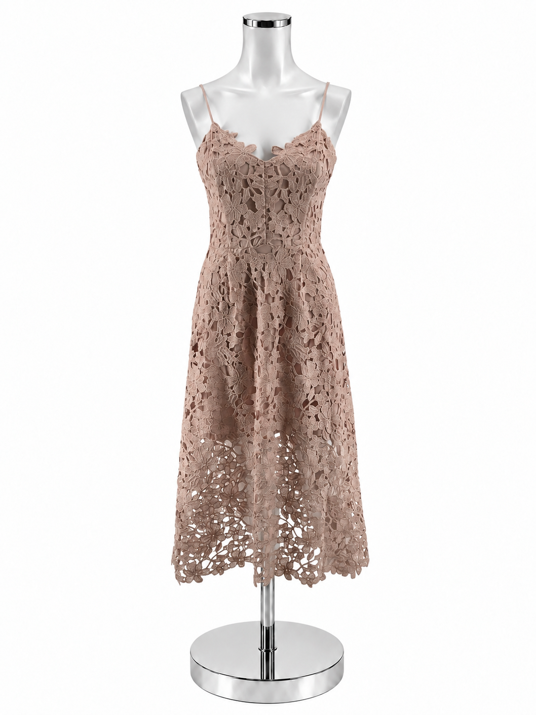 Express Blush Pink Embroidered Floral Lace Cami Midi Dress Size S - ONLINE ONLY