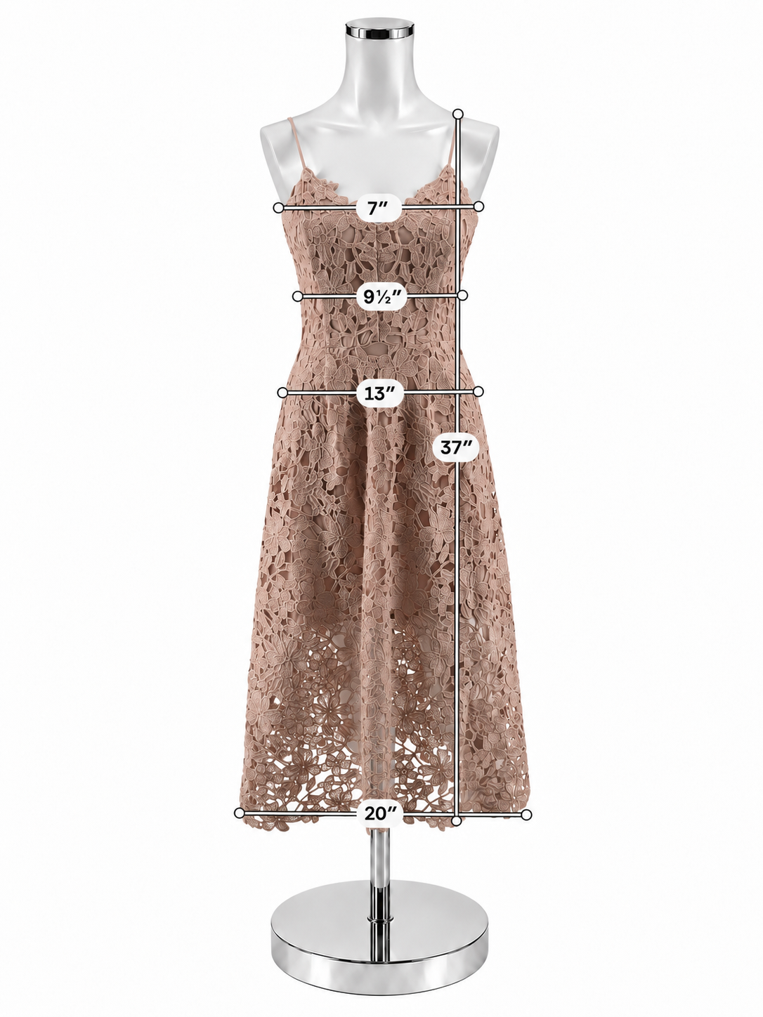 Express Blush Pink Embroidered Floral Lace Cami Midi Dress Size S - ONLINE ONLY