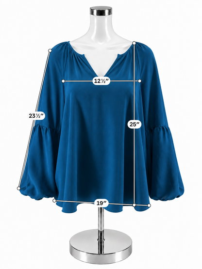 Lilly Pulitzer Willa Flounce Sleeve Top Dark Teal V-Neck Blouse Size L