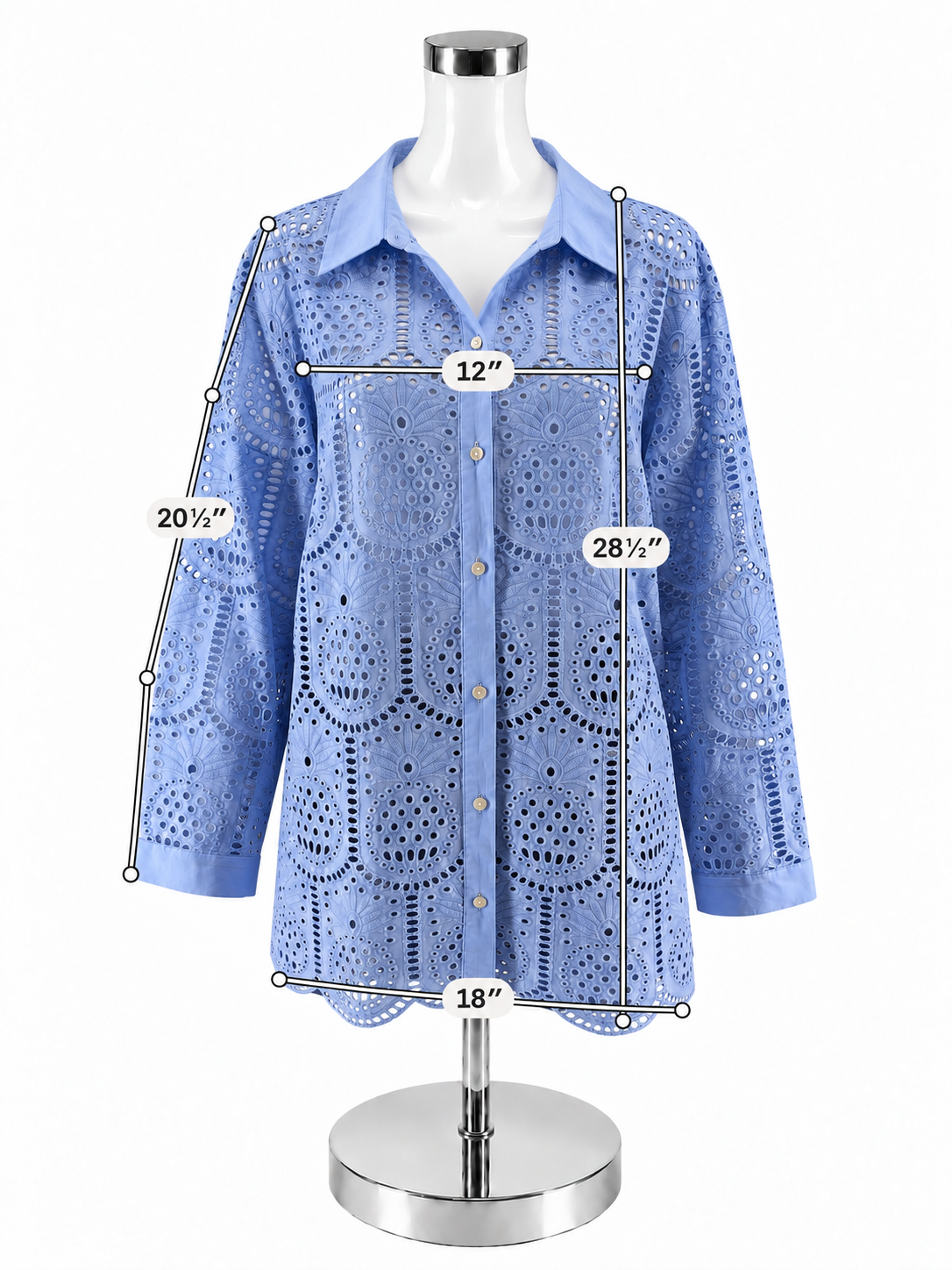Lilly Pulitzer Astara Eyelet Tunic Top XL Light Blue Cotton Button Down Pre-Owned