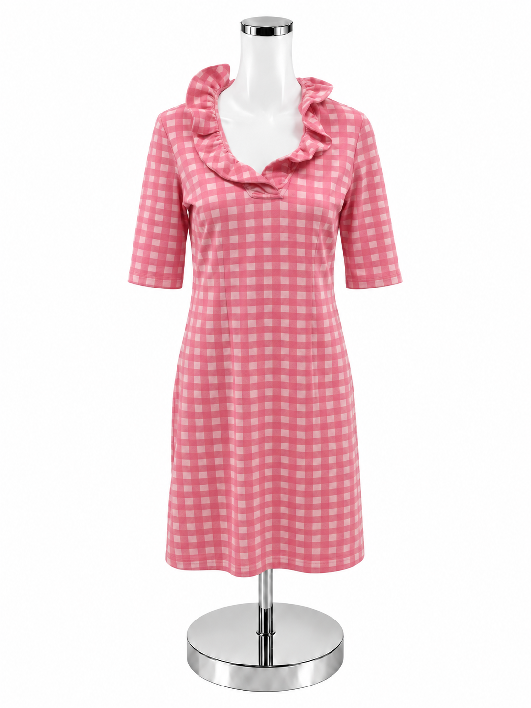 Tyler Boe Pink Gingham Ruffle Collar Shift Dress Size XS