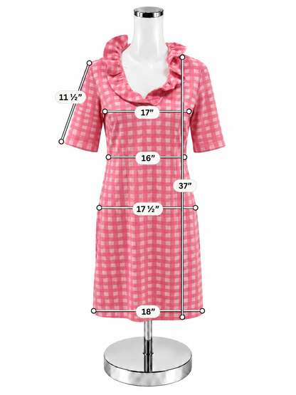 Tyler Boe Pink Gingham Ruffle Collar Shift Dress Size XS