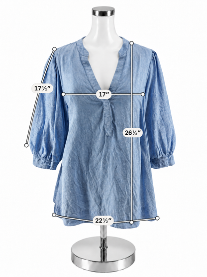 Lilly Pulitzer Tisbury Linen Popover Top Blue Grotto Size 14