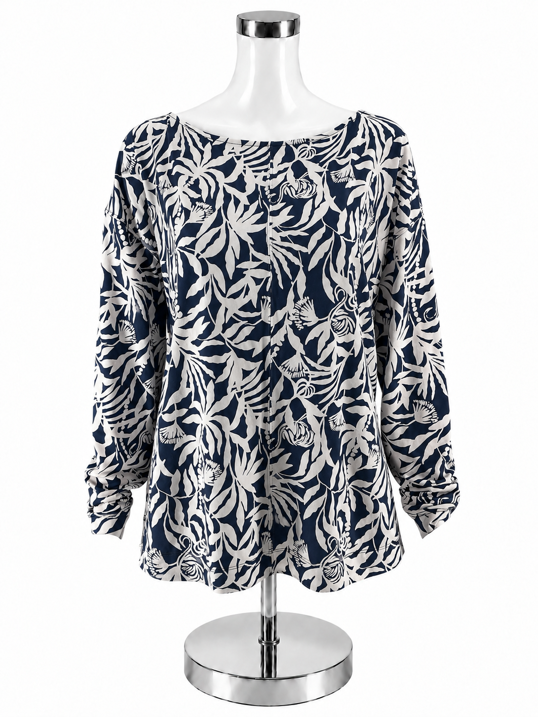 Lilly Pulitzer Loro Top In The Vias Navy Floral Print Boat Neck Blouse | Large