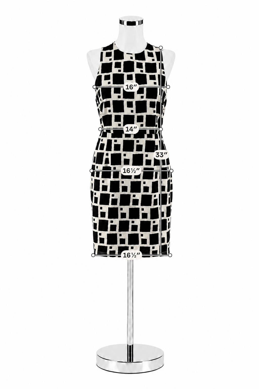 Nico LA Geometric Grid Print Sleeveless Dress Gold Zipper | Size Large | NWT - ONLINE ONLY
