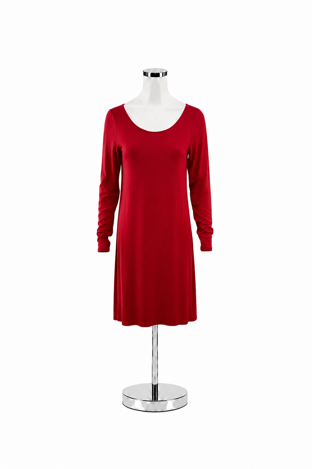 Eileen Fisher V-Back Jersey A-Line Dress Cranberry Red Size Small