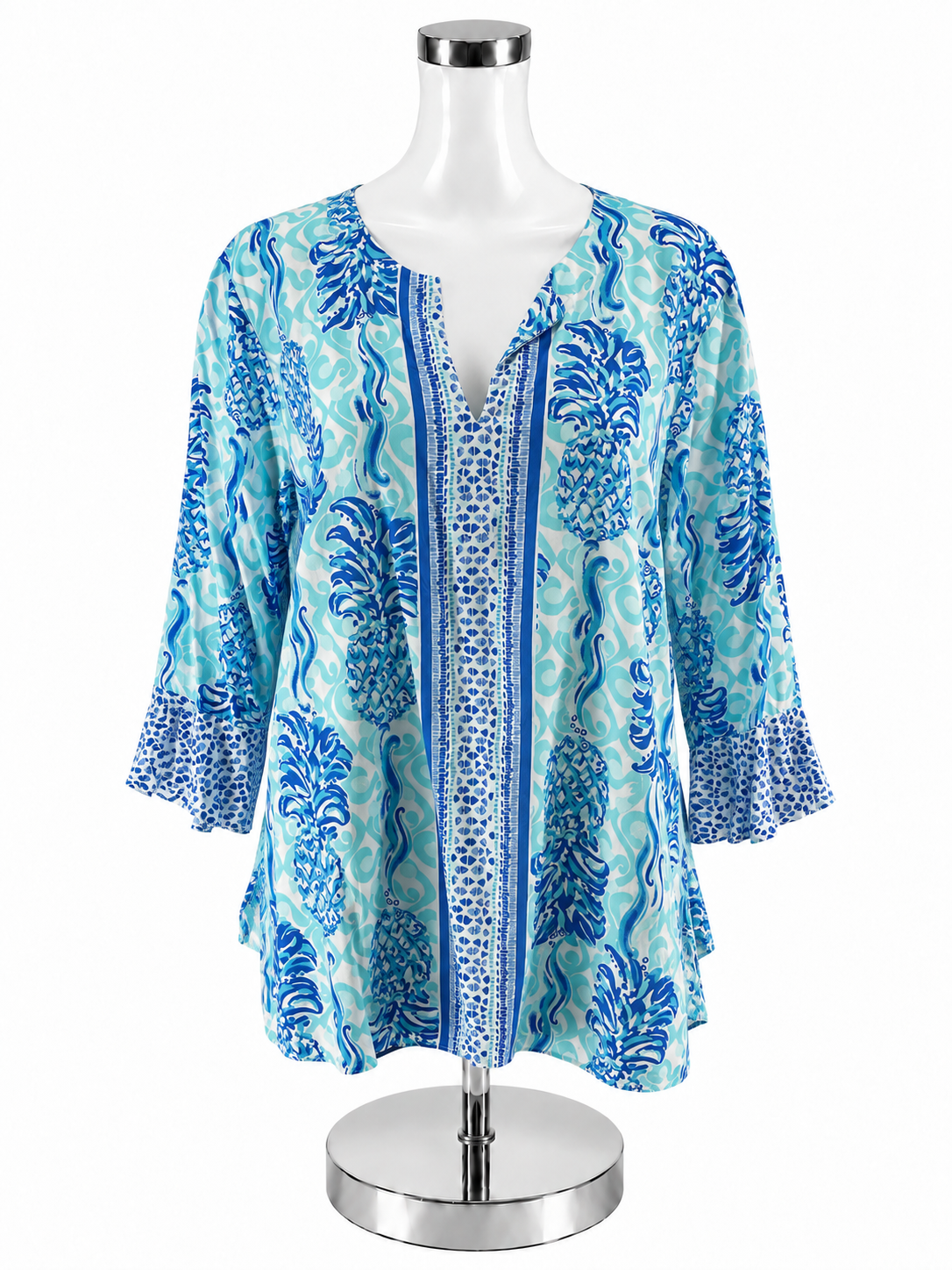 Lilly Pulitzer Matilda Tunic Top Tons of Fun Pineapple Print Size Large