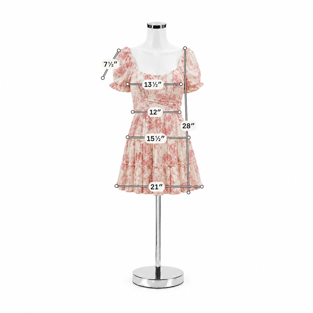 Trixxi Floral Puff Sleeve Babydoll Mini Dress Size Small