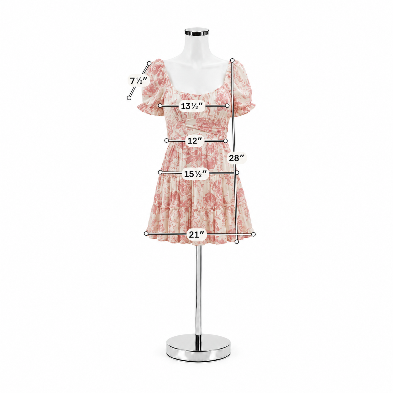 Trixxi Floral Puff Sleeve Babydoll Mini Dress Size Small