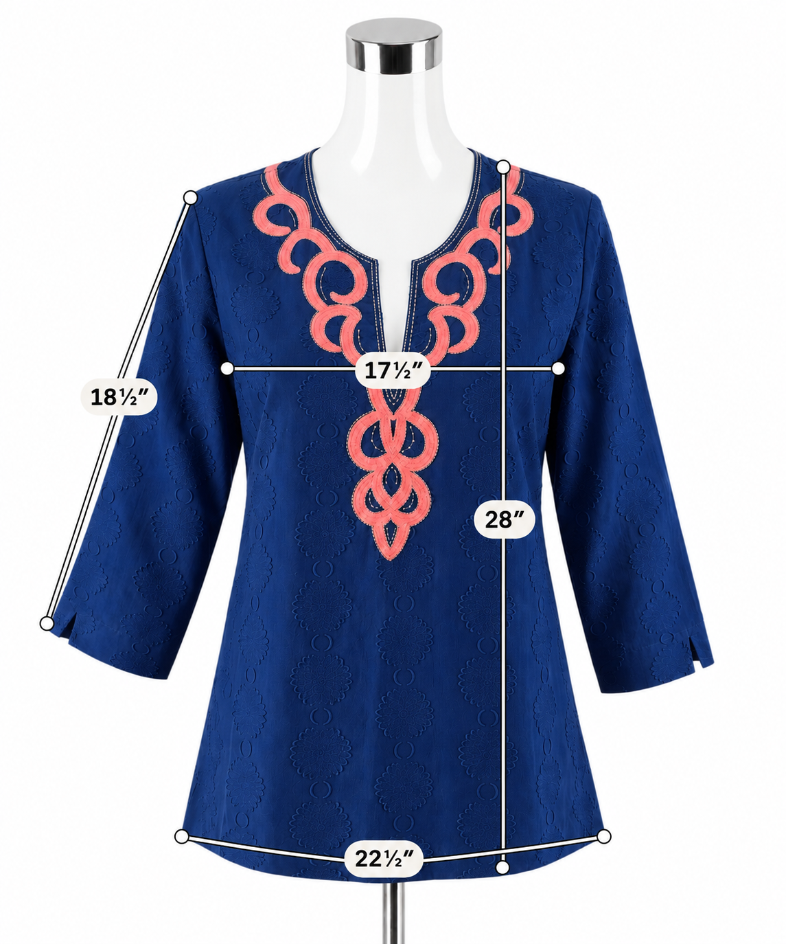 Lilly Pulitzer Dusk Top Navy Blue Pink Embroidered Cotton Tunic Small