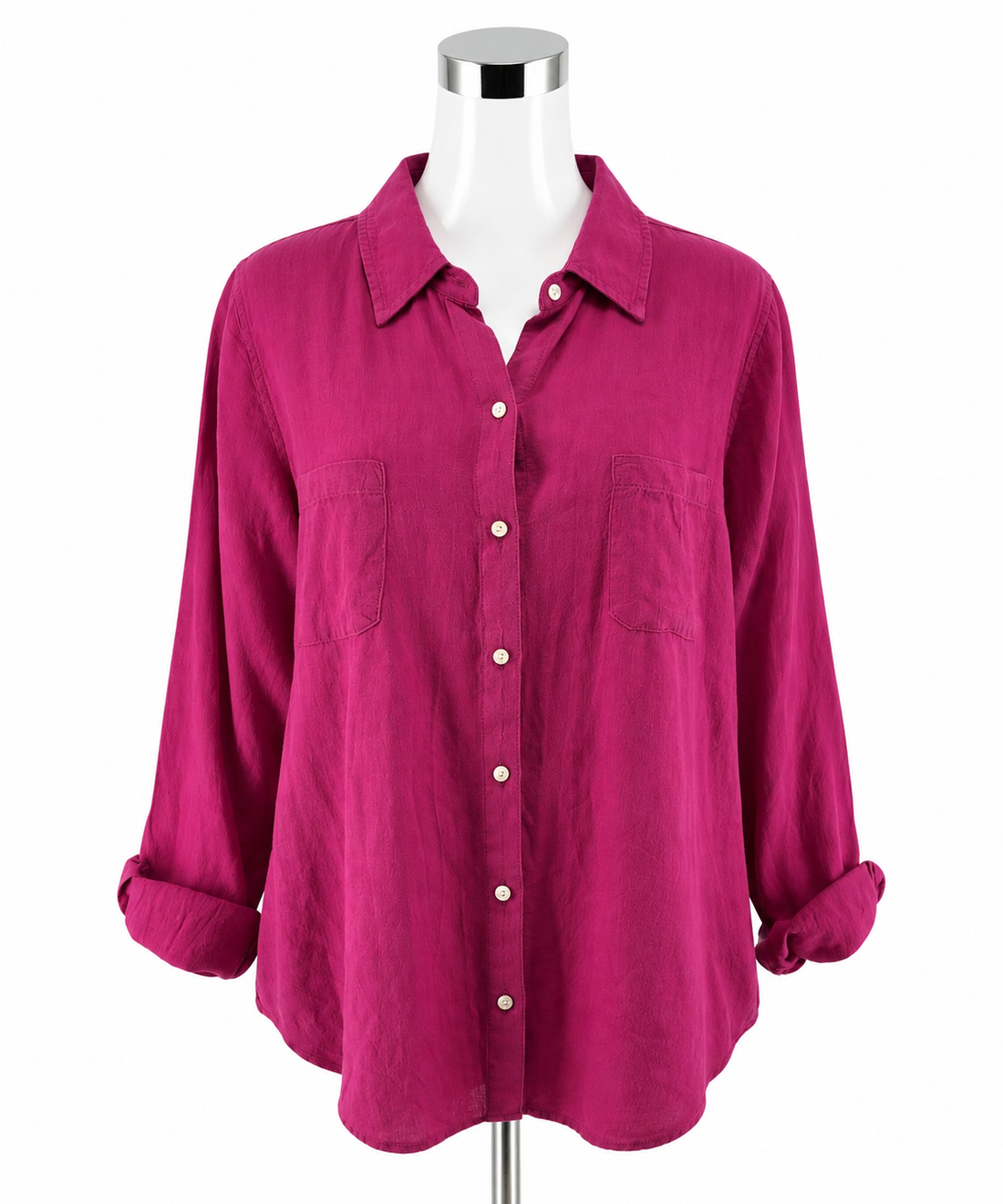 Lilly Pulitzer Sea View Fuchsia Pink Linen Button Down Top Size Large