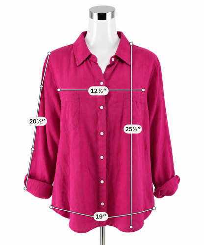 Lilly Pulitzer Sea View Fuchsia Pink Linen Button Down Top Size Large