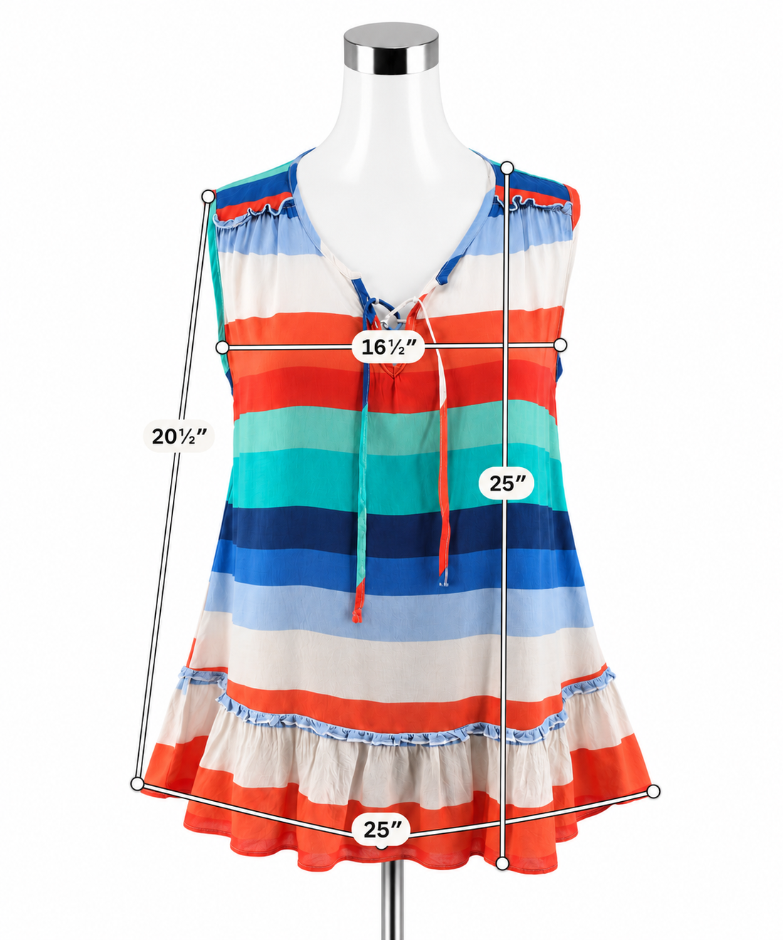 Grand &amp; Greene Striped Ruffle Hem Tunic Top | Anthropologie Brand | Size Large - ONLINE ONLY