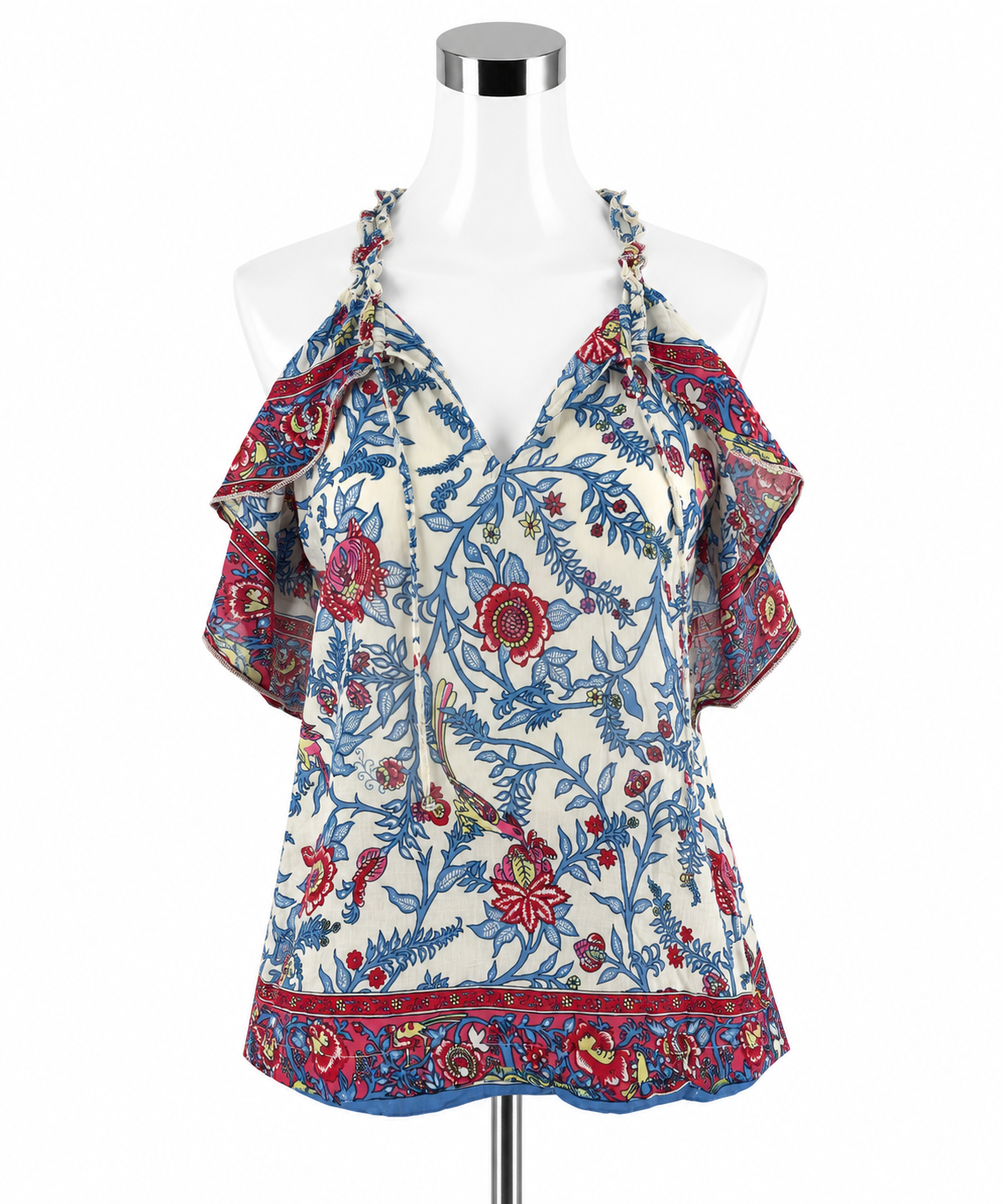 Point Sur Floral Ruffle Cold-Shoulder Halter Top Size 4 - ONLINE ONLY