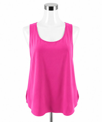 Lilly Pulitzer Downstairs Tank 100% Silk Hot Pink Top Size Large