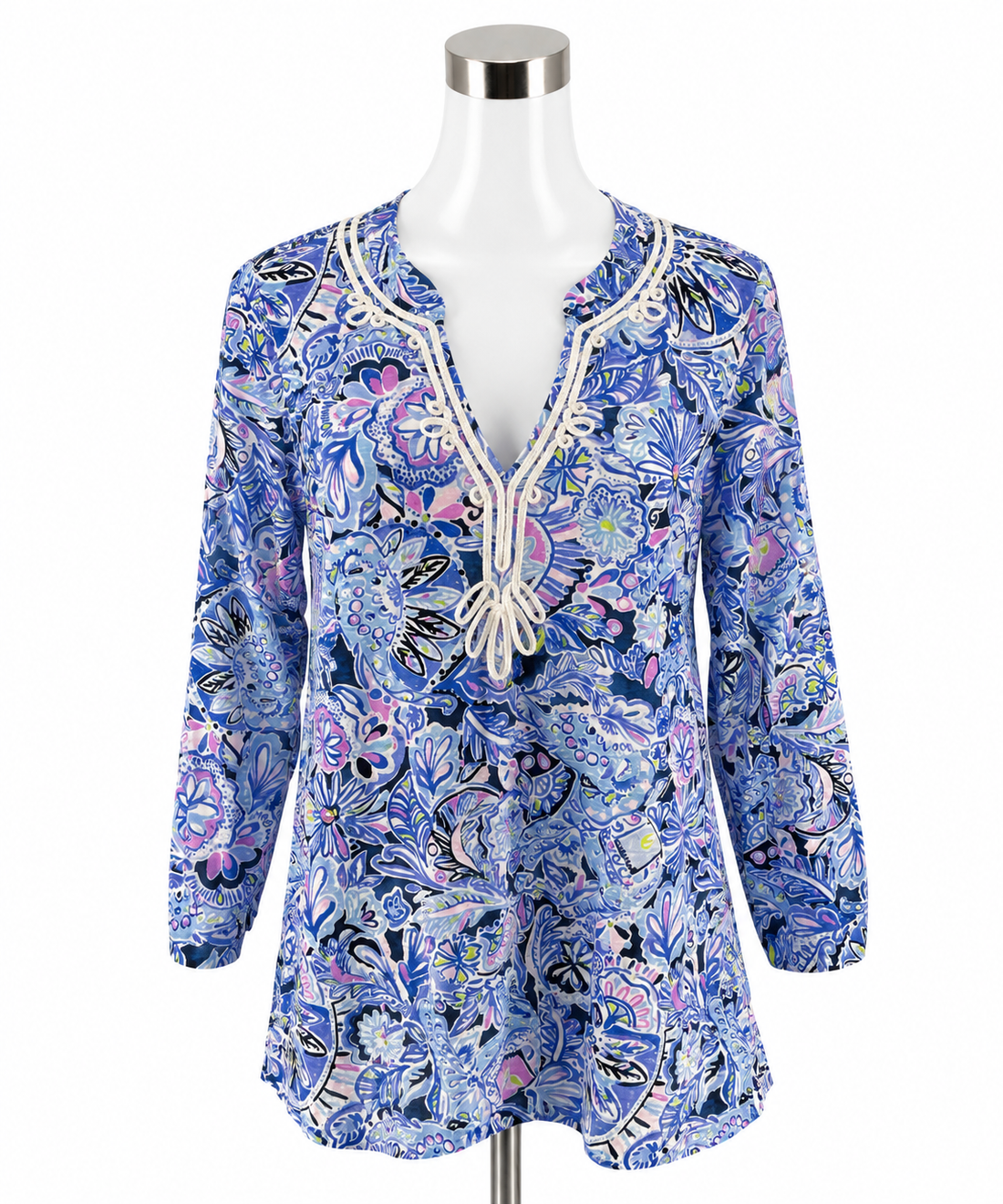 Lilly Pulitzer Marlow Tunic Top Downstairs Print Cotton Size Large