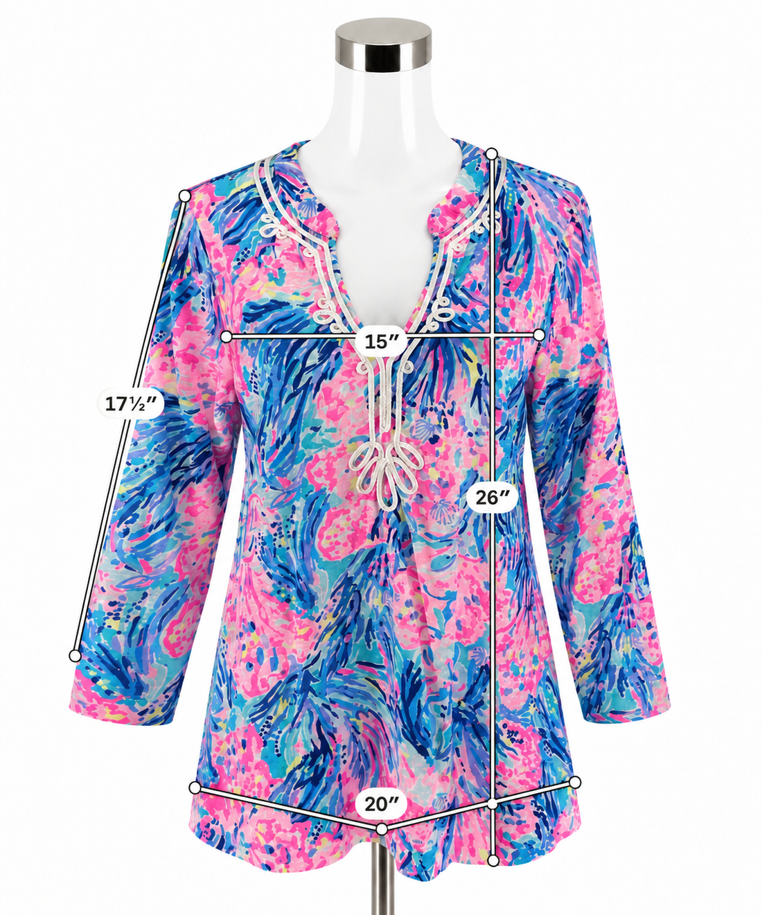 Lilly Pulitzer Katrina Tunic Top Multi Sink or Swim Print Cotton Size Large