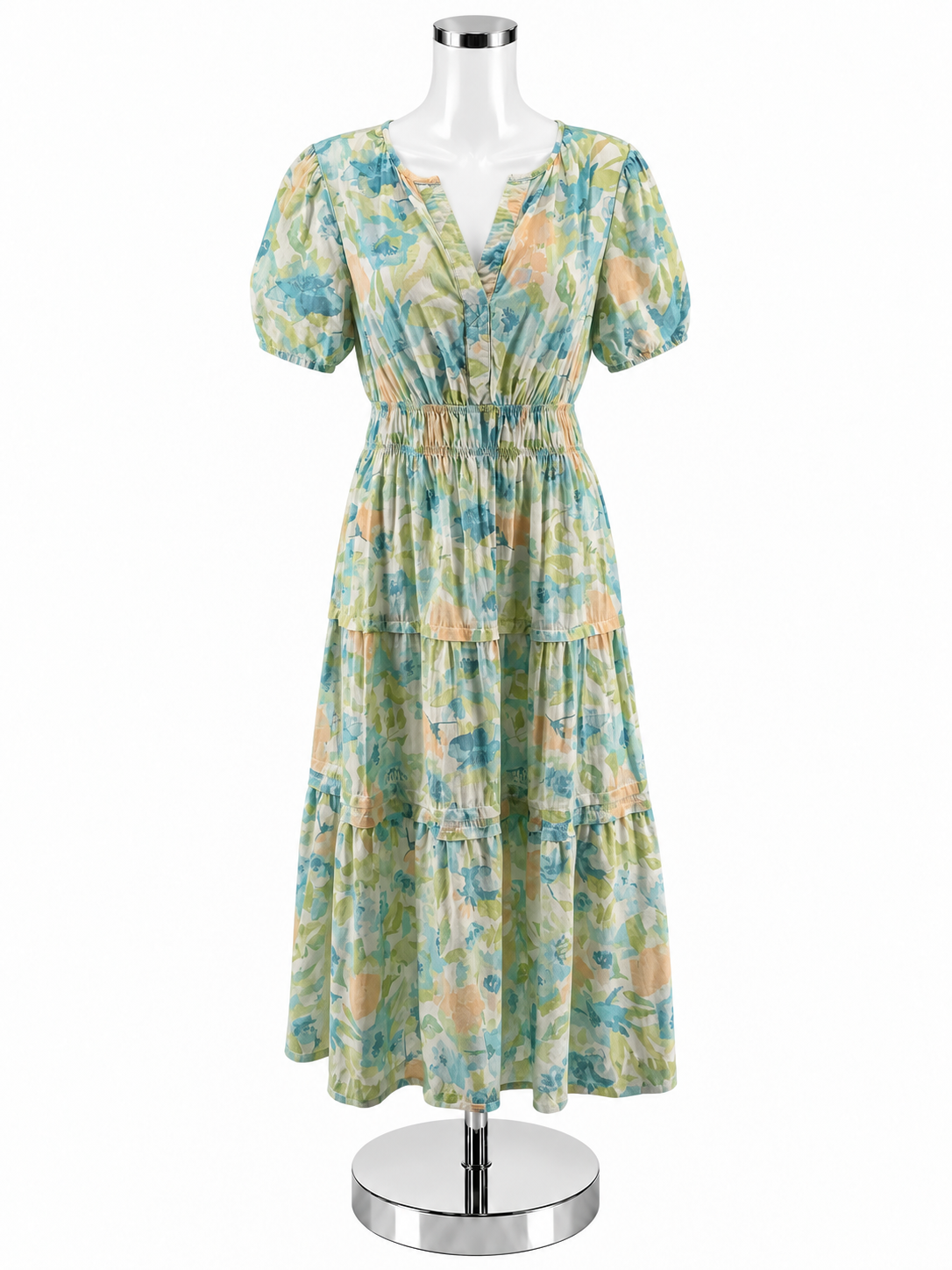 Casa Cabana Floral Tiered Linen Blend Midi Dress Size M- ONLINE ONLY
