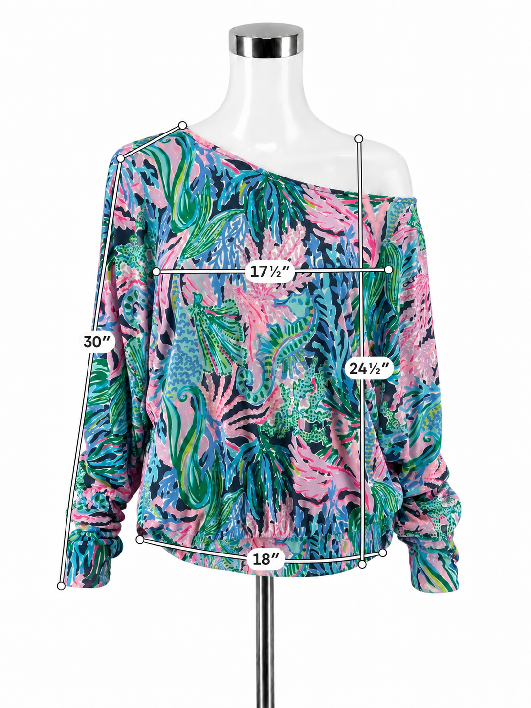Lilly Pulitzer Neveah Top Sink Or Swim Print Blouson Dolman Sleeve L