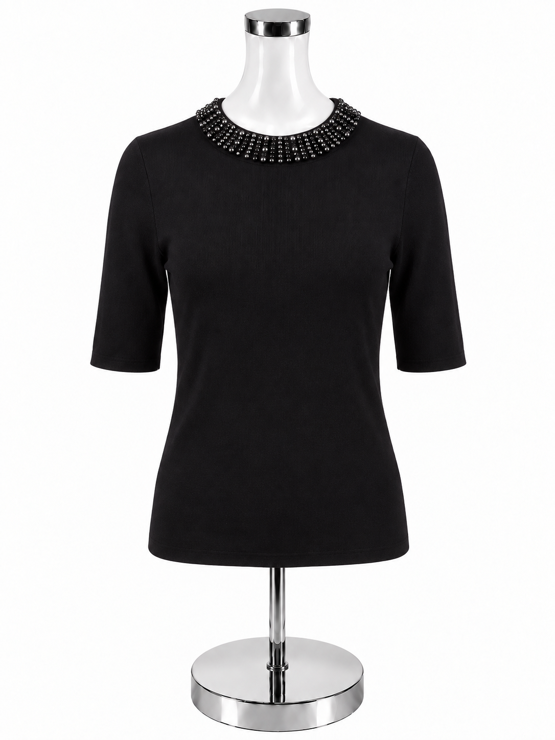 Talbots Beaded Jewel Neck Knit Top Black Size XS | Pre-Owned - ONLINE ONLY