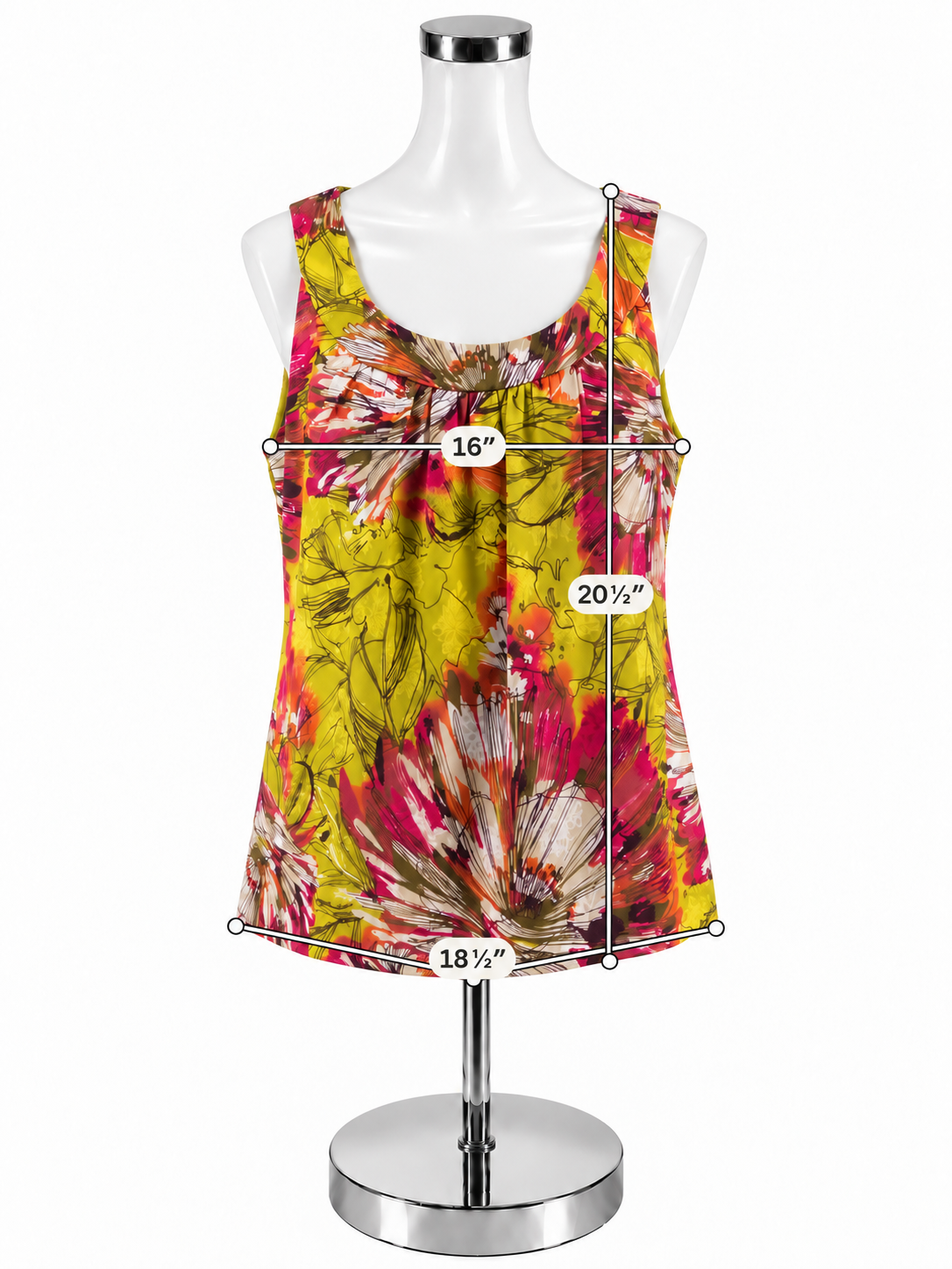 St. John Floral Print Pleated Silk Shell Top Green Pink Size S- ONLINE ONLY