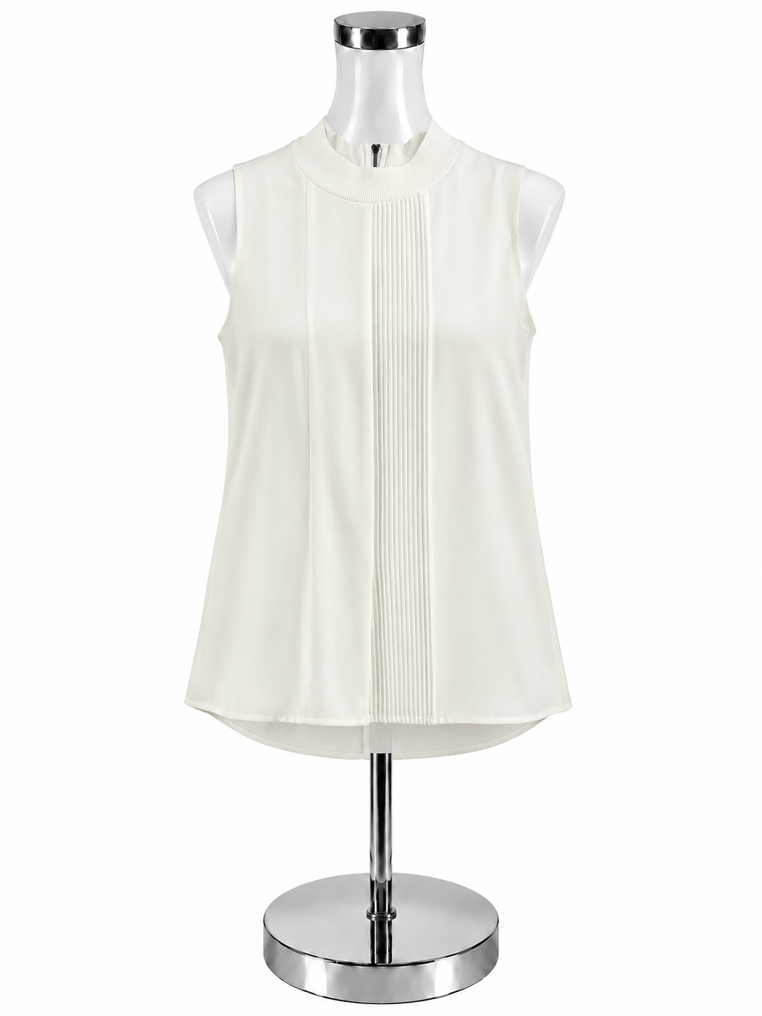 Alfani Pintuck Mock Neck Sleeveless Blouse Cream Top Size 8 - ONLINE ONLY