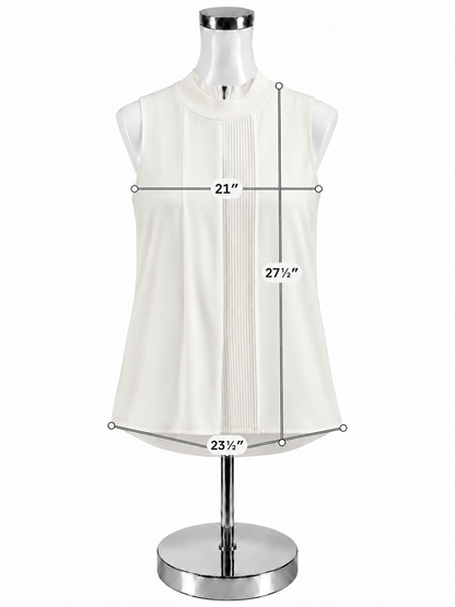 Alfani Pintuck Mock Neck Sleeveless Blouse Cream Top Size 8 - ONLINE ONLY