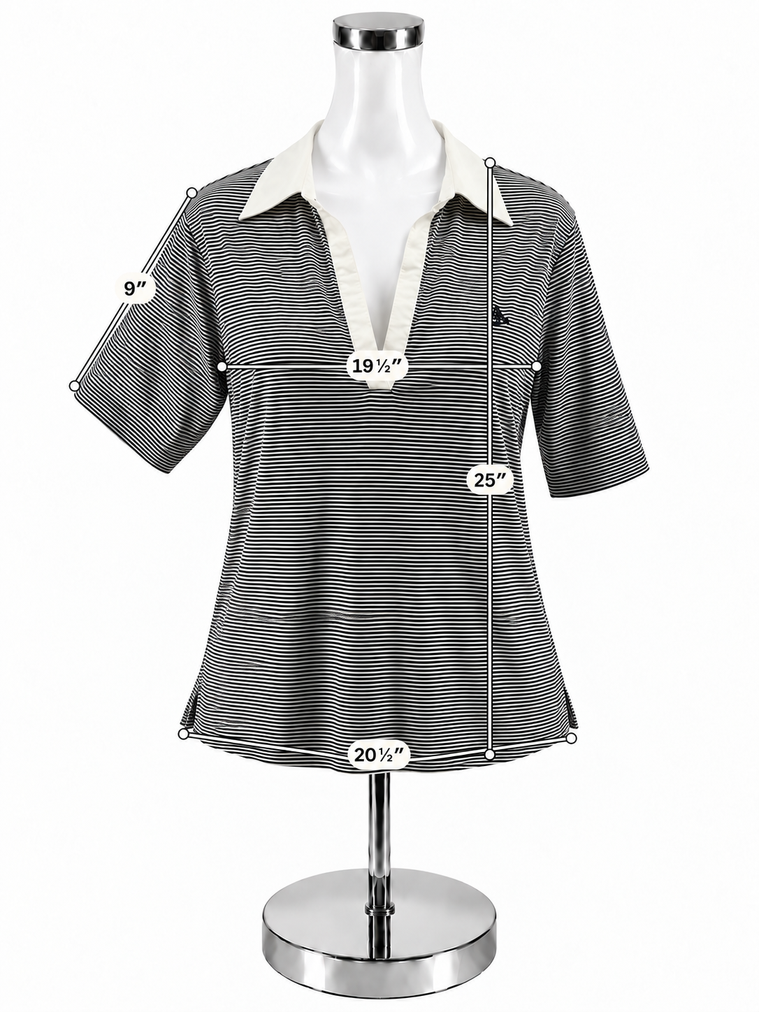 Brooks Brothers Navy &amp; White Stripe V-Neck Polo Top | Size XL - ONLINE ONLY