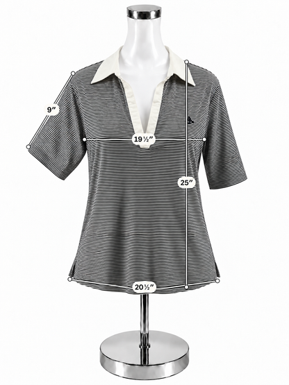 Brooks Brothers Navy &amp; White Stripe V-Neck Polo Top | Size XL - ONLINE ONLY
