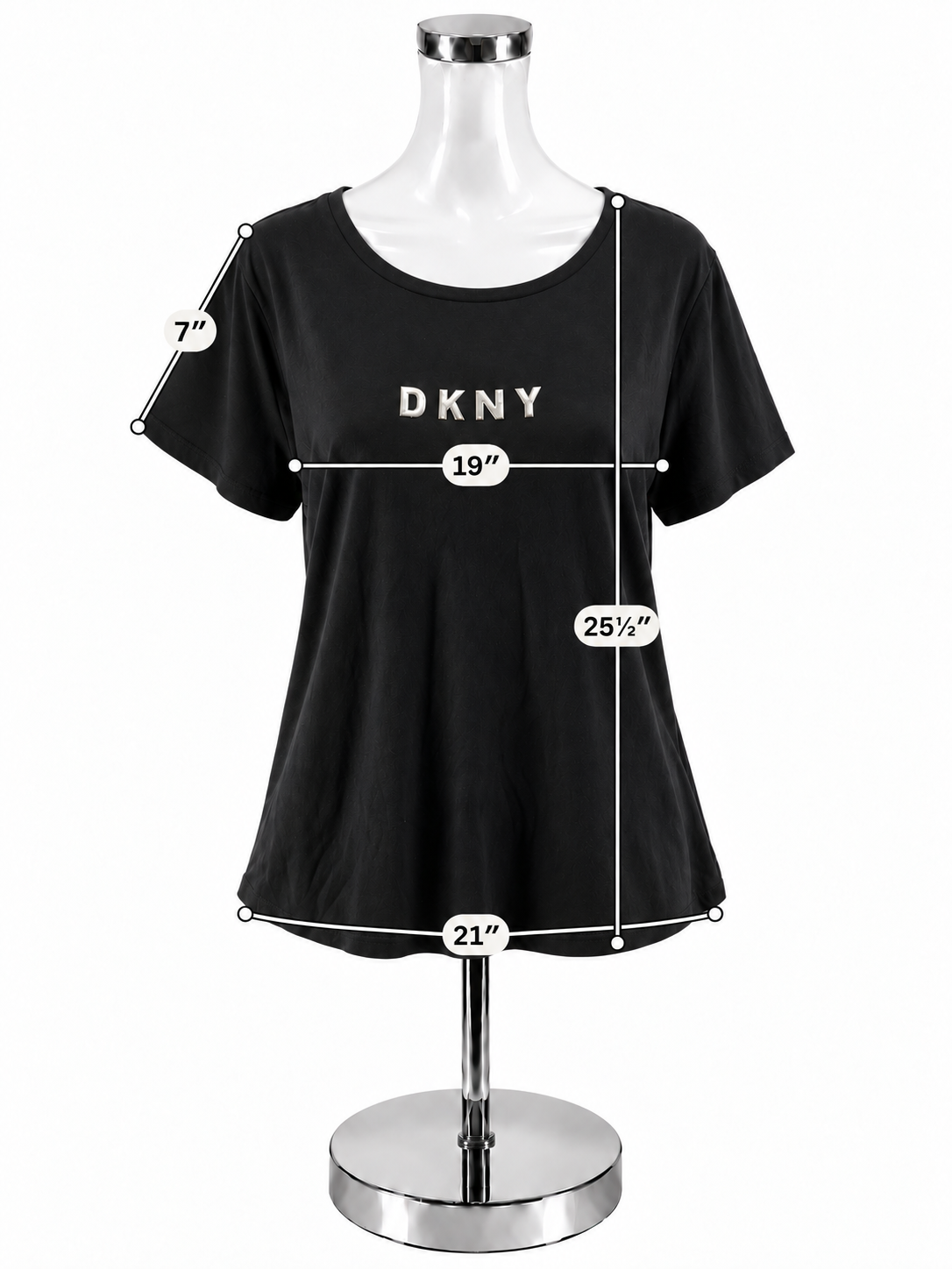DKNY Metallic Logo T-Shirt Black Cotton Modal Blend Tee Size XL NWT - ONLINE ONLY