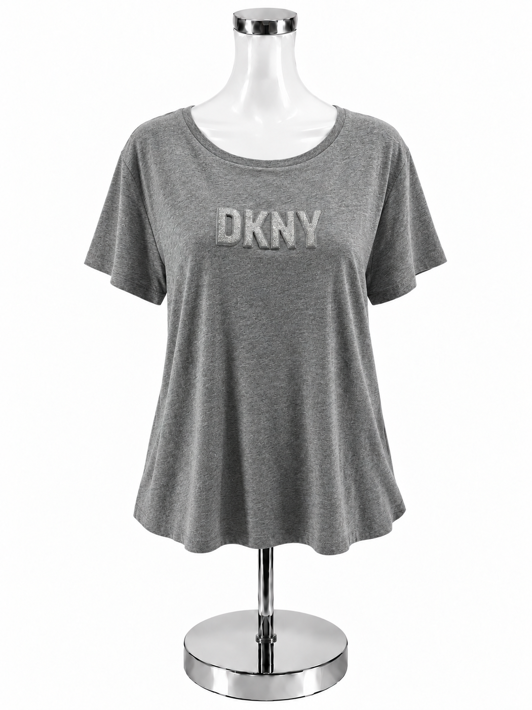 DKNY Glitter Logo Dolman Sleeve Tee Shirt Heather Gray XL New With Tags - ONLINE ONLY