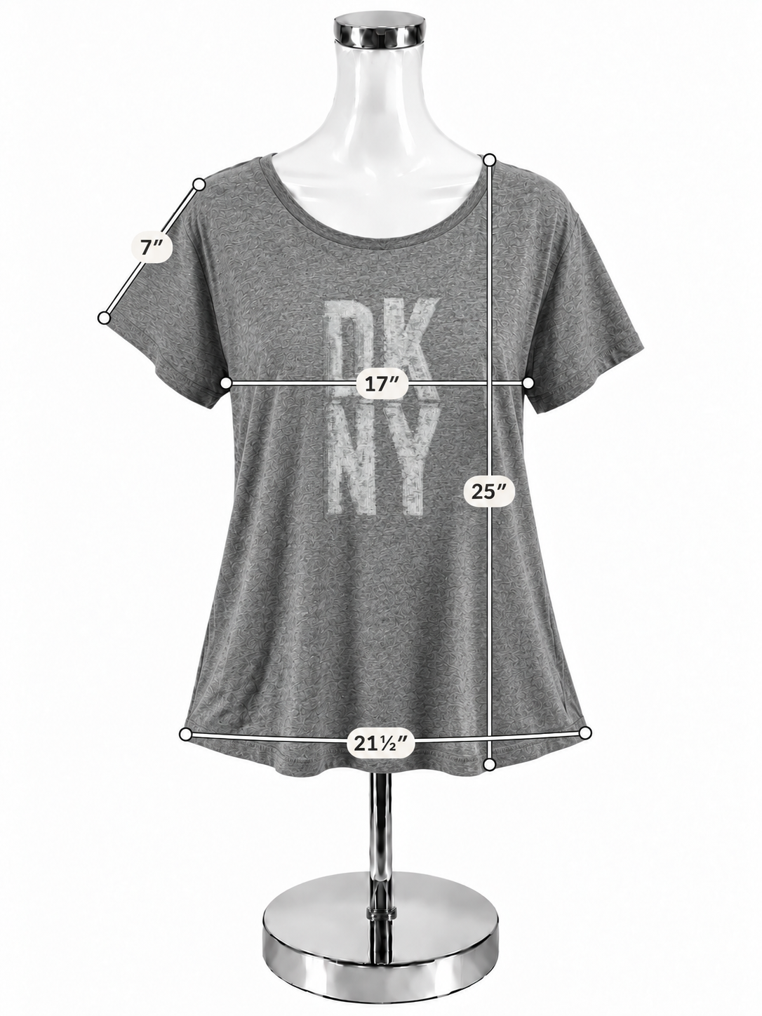 DKNY Gray Sequin Logo Tee Shirt Top XL New With Tags - ONLINE ONLY