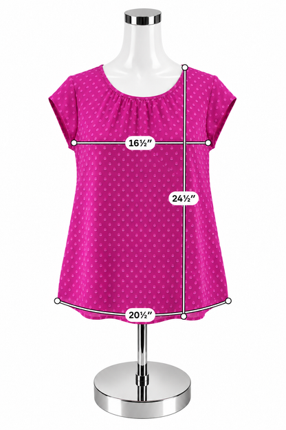 Les Pererin Raspberry Pink Swiss Dot Dolman Sleeve Blouse | Size Small - ONLINE ONLY