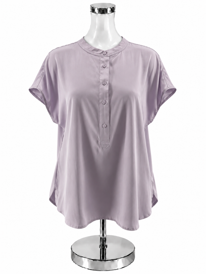 Worthington Lavender Mandarin Collar Cap Sleeve Blouse Top XL - ONLINE ONLY