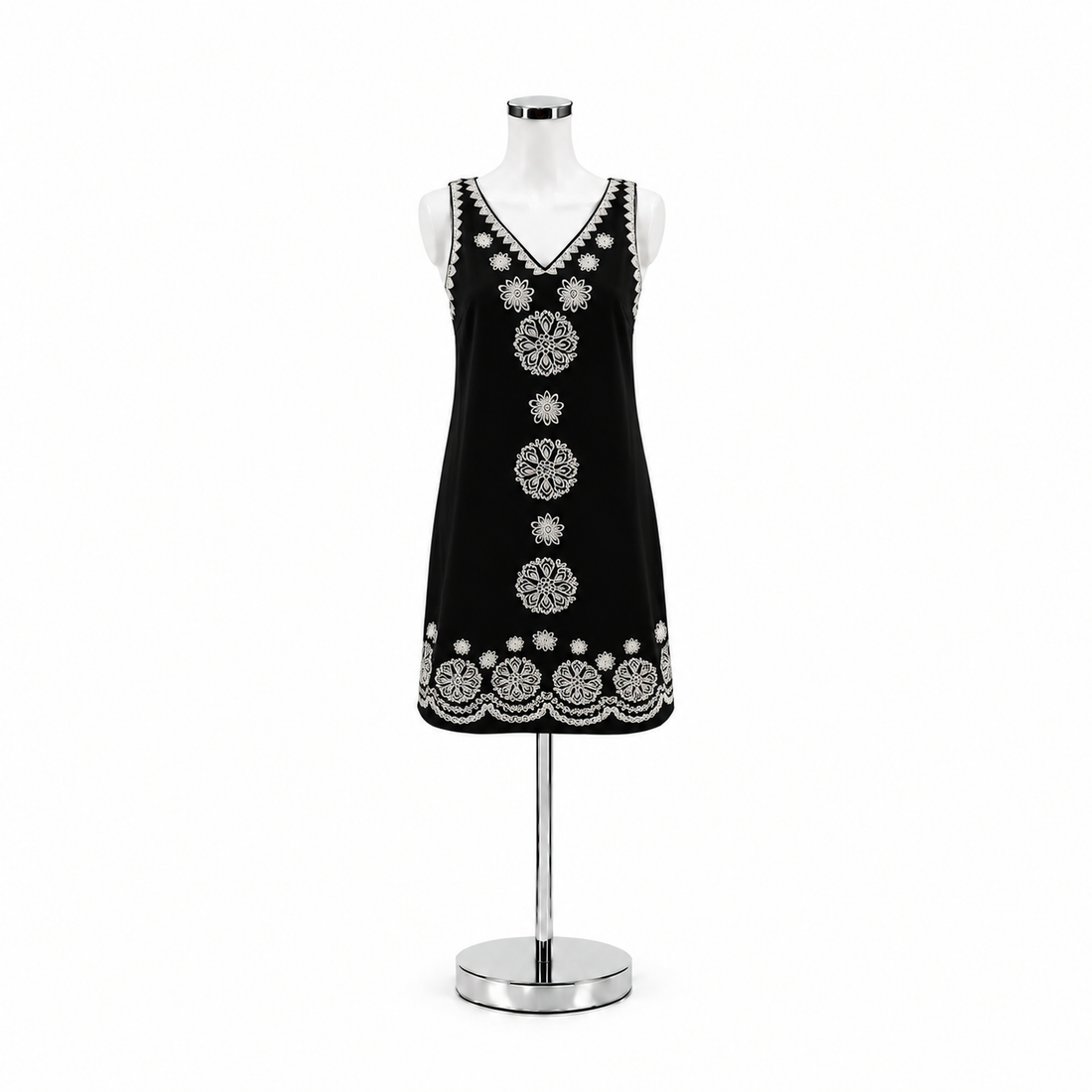 THML Black/Cream Embroidered Pre-Owned Ladies Dress - Size Small - ONLINE ONLY