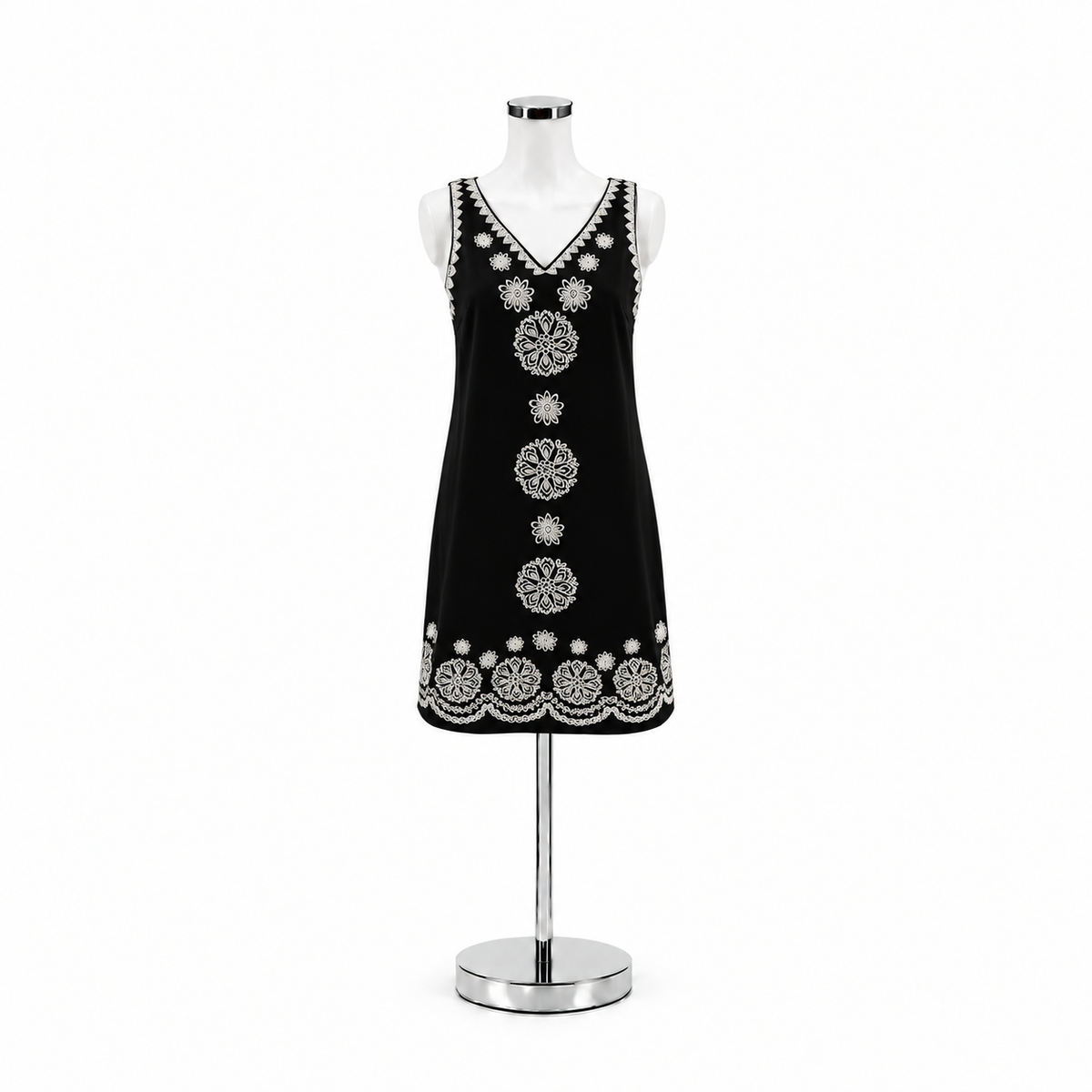 THML Black/Cream Embroidered Pre-Owned Ladies Dress - Size Small - ONLINE ONLY