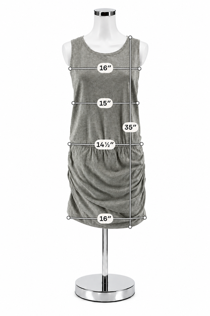 cabi Ruched Tank Dress Heather Gray Sleeveless Cotton Blend | Size Medium - ONLINE ONLY