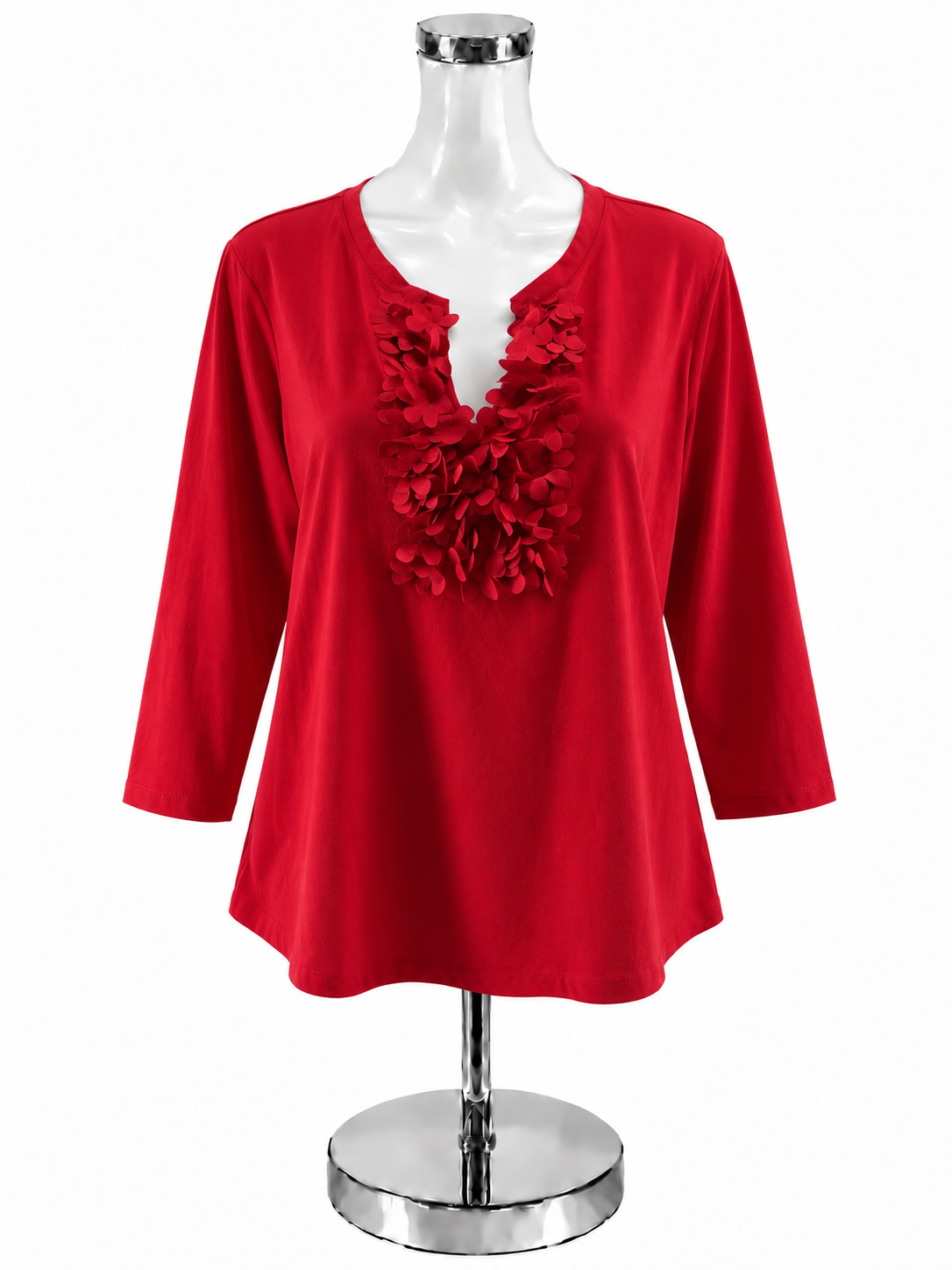 Krazy Kat Red 3D Petal Appliqué Tunic Top Size XL - ONLINE ONLY