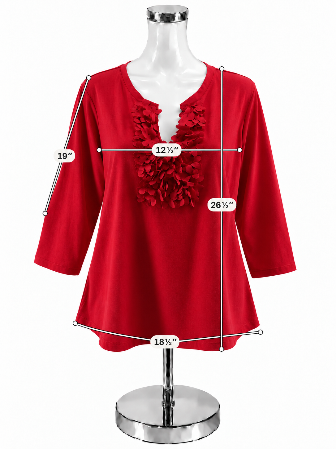 Krazy Kat Red 3D Petal Appliqué Tunic Top Size XL - ONLINE ONLY