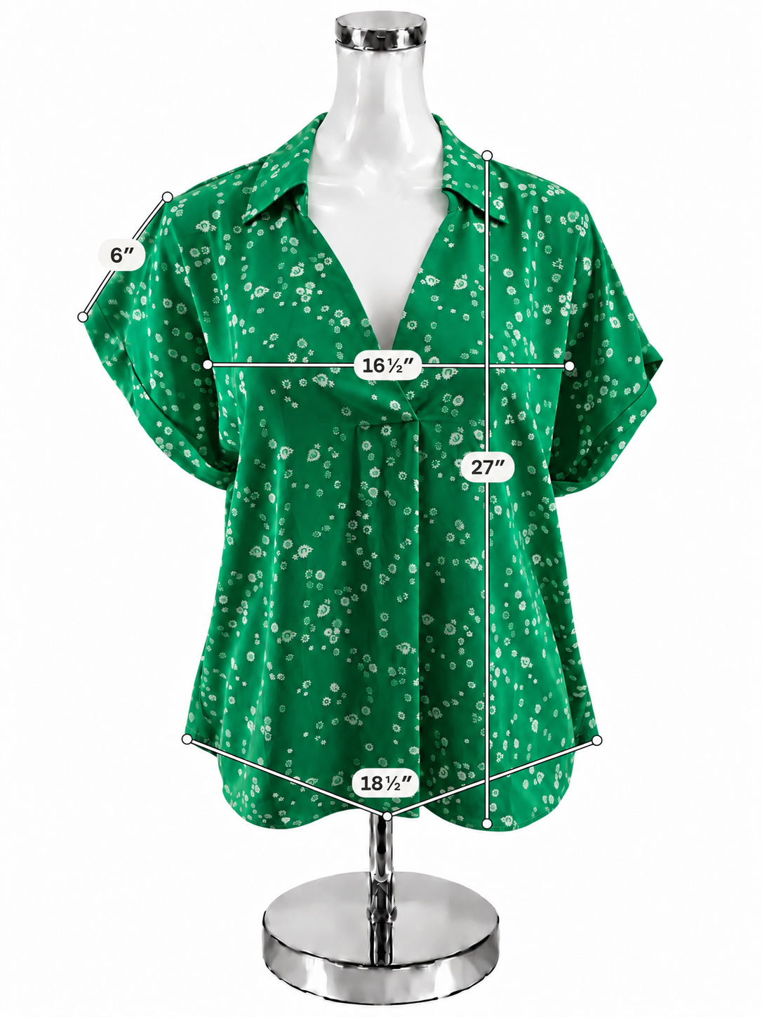 cabi Poppy Top Green White Floral Short Sleeve Blouse Size S Style 6082 - ONLINE ONLY