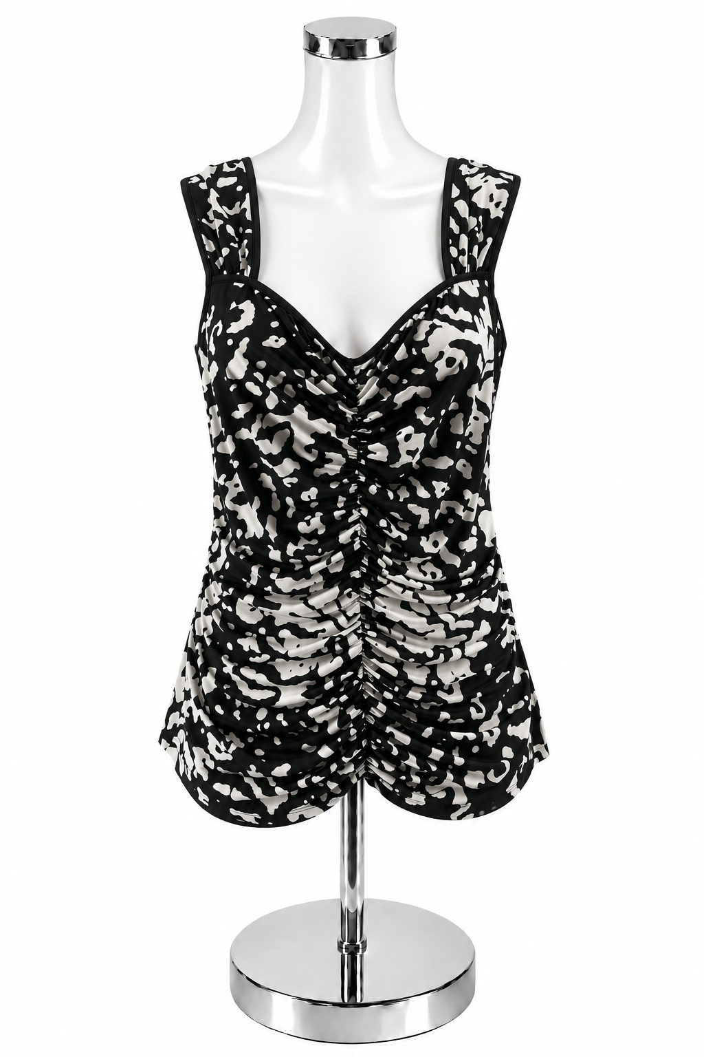 Etcetera Abstract Print Ruched Sleeveless Top | Size XL