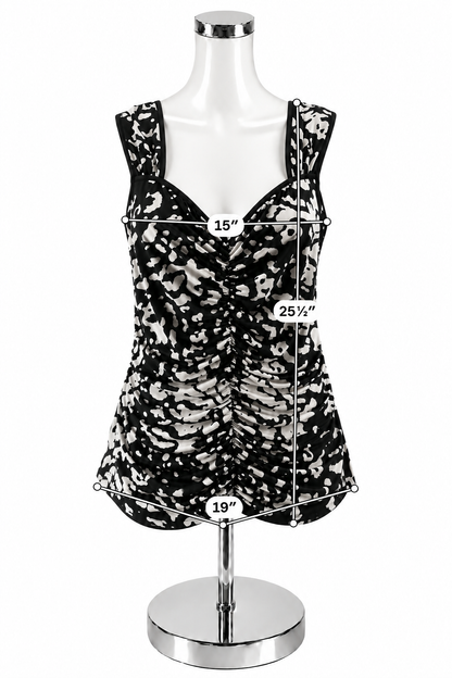 Etcetera Abstract Print Ruched Sleeveless Top | Size XL