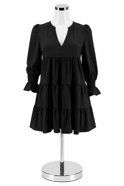 Pomander Place Finley Tiered Babydoll Dress Black XXL